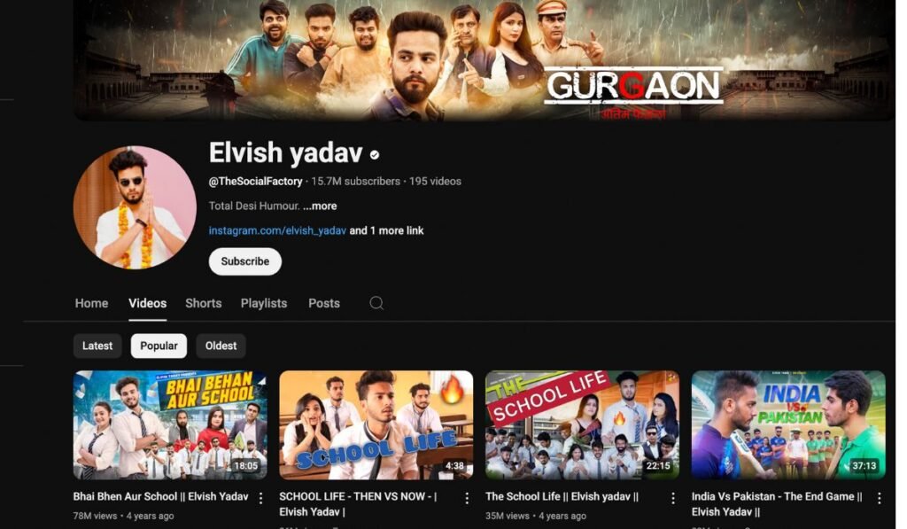 Elvish Yadav Youtube Channel